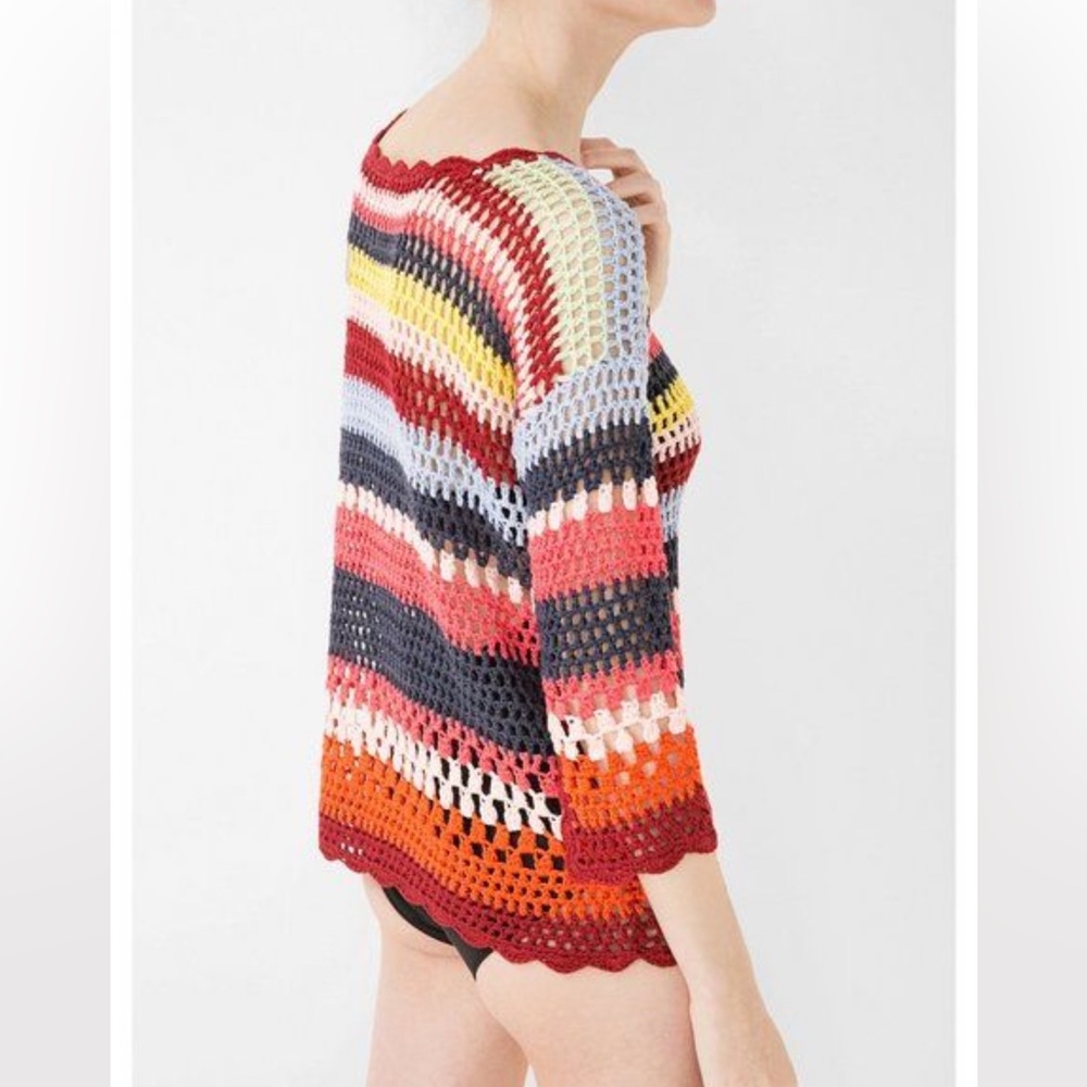 Desigual Striped Colorful Crocheted Sweater M - Picture 2 of 12